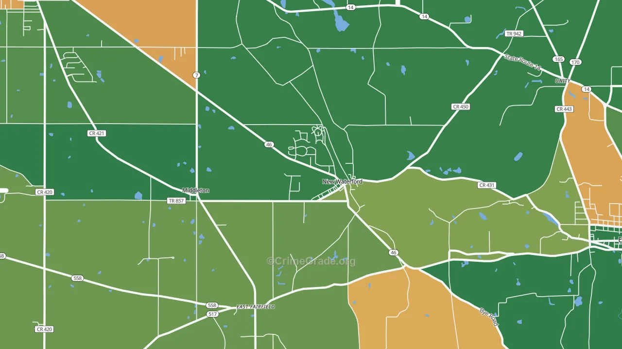 New Waterford, OH Map of Arson Rates