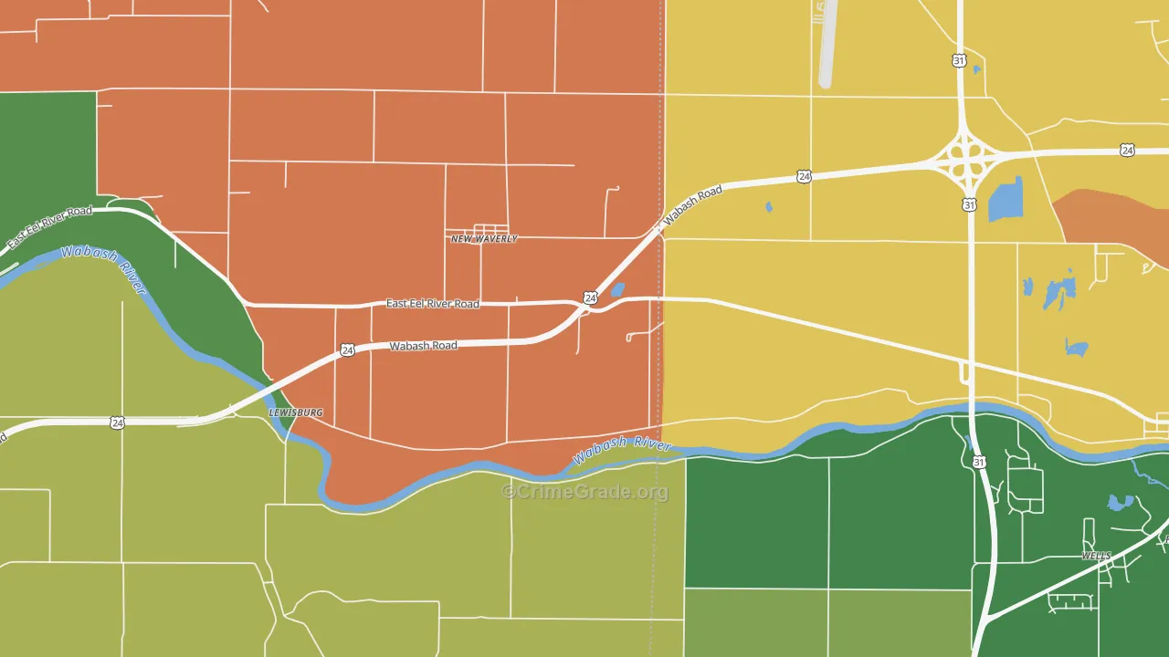 New Waverly, IN Map of Arson Rates
