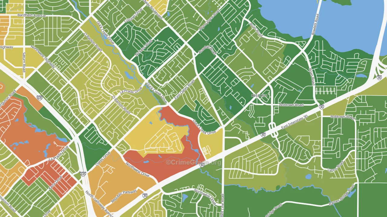 New West, Garland, TX Map of Arson Rates