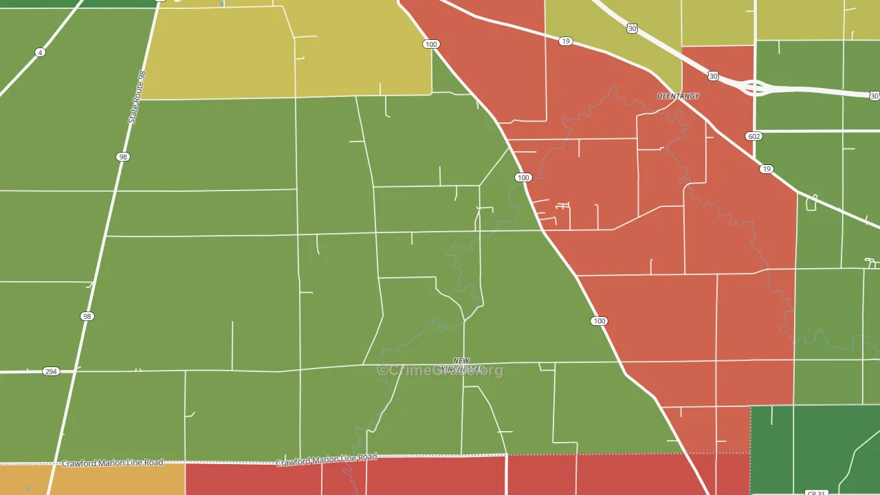New Winchester, OH Map of Arson Rates