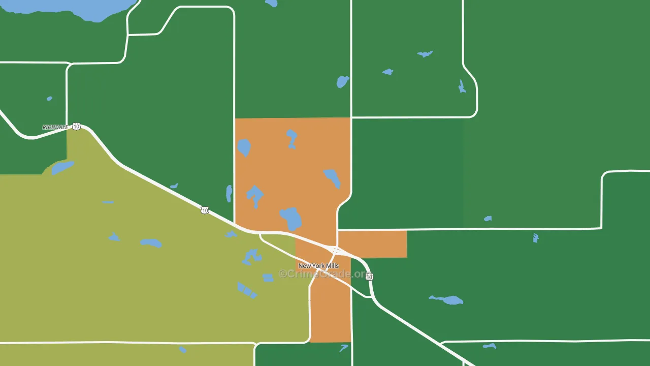 New York Mills, MN Map of Arson Rates