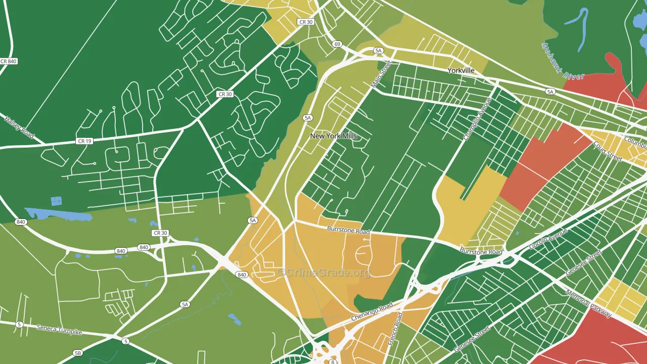 New York Mills, NY Map of Arson Rates
