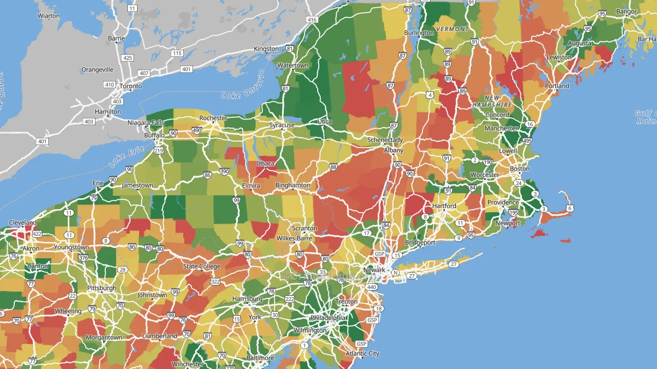 New York Map of Arson Rates
