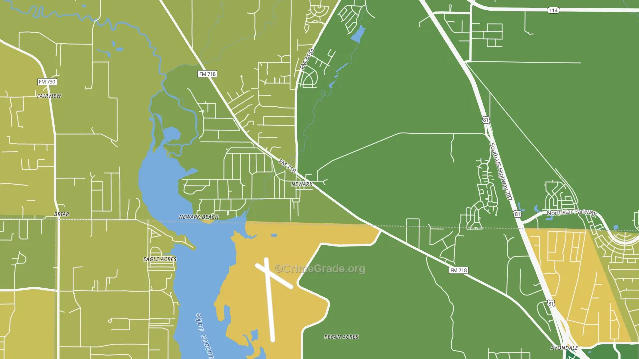 Newark, TX Map of Arson Rates