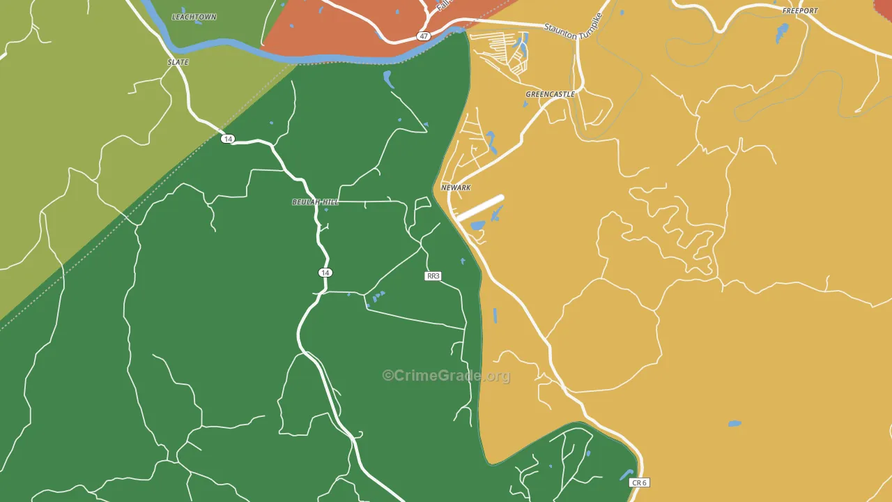 Newark, WV Map of Arson Rates