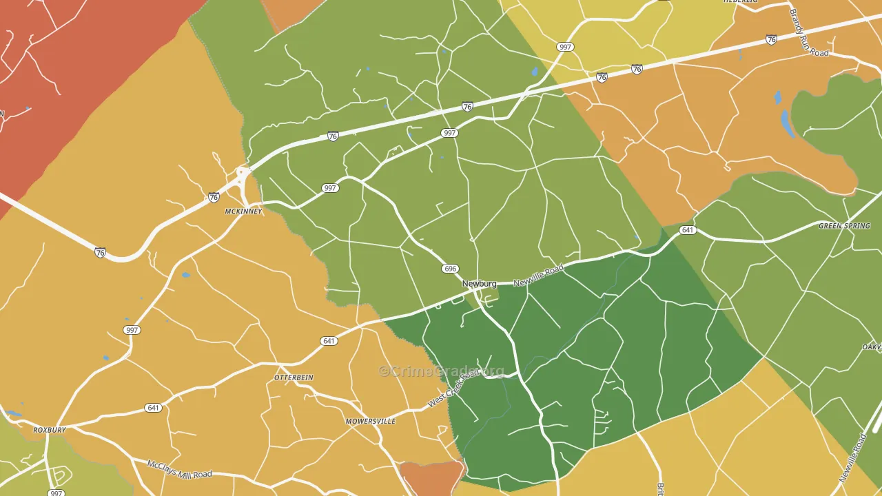 Newburg, PA Map of Arson Rates