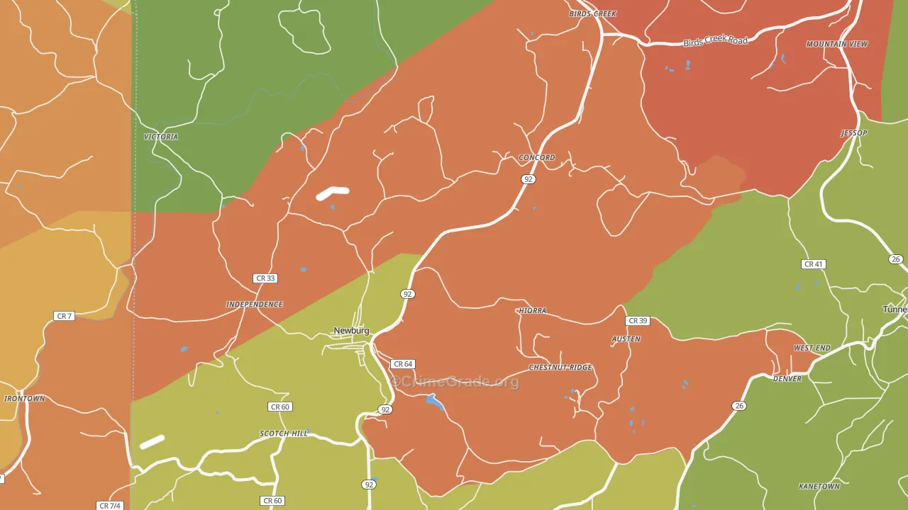Newburg, WV Map of Arson Rates
