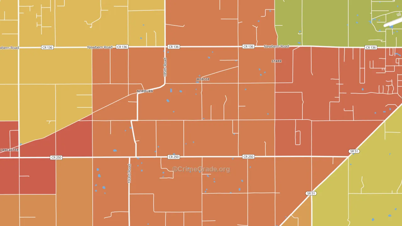 Newburn, FL Map of Arson Rates