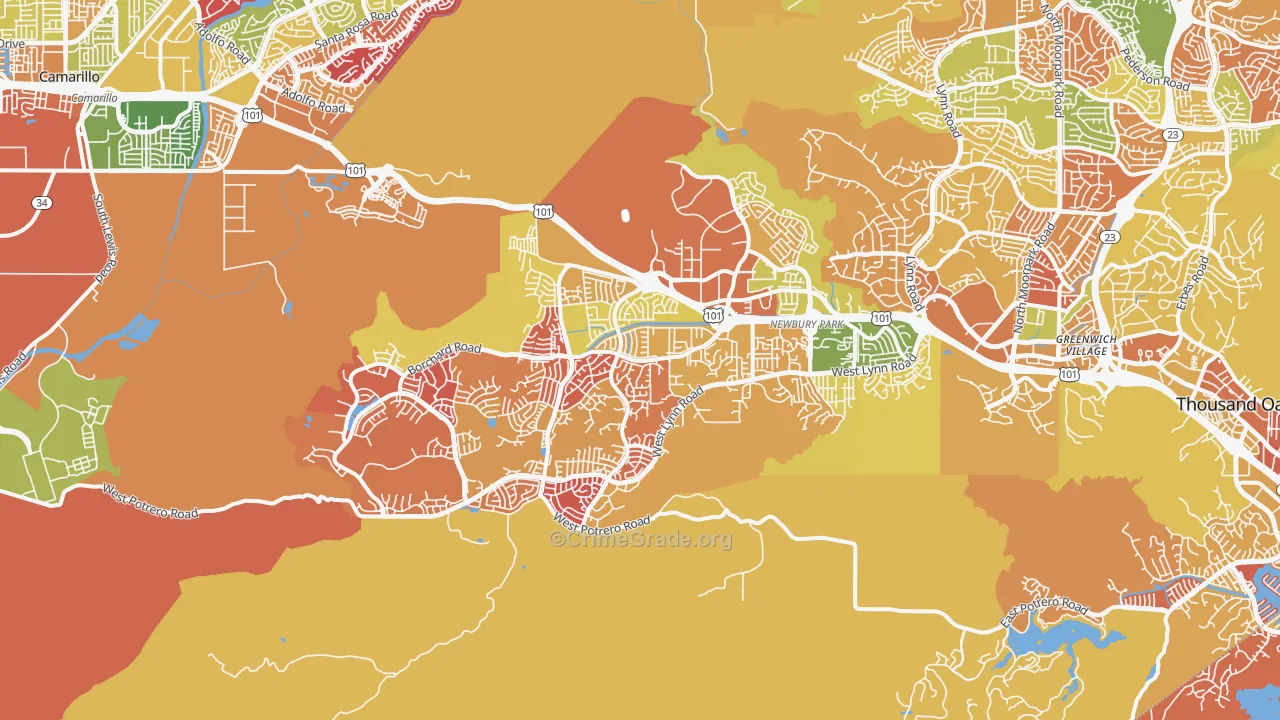Newbury Park, CA Map of Arson Rates