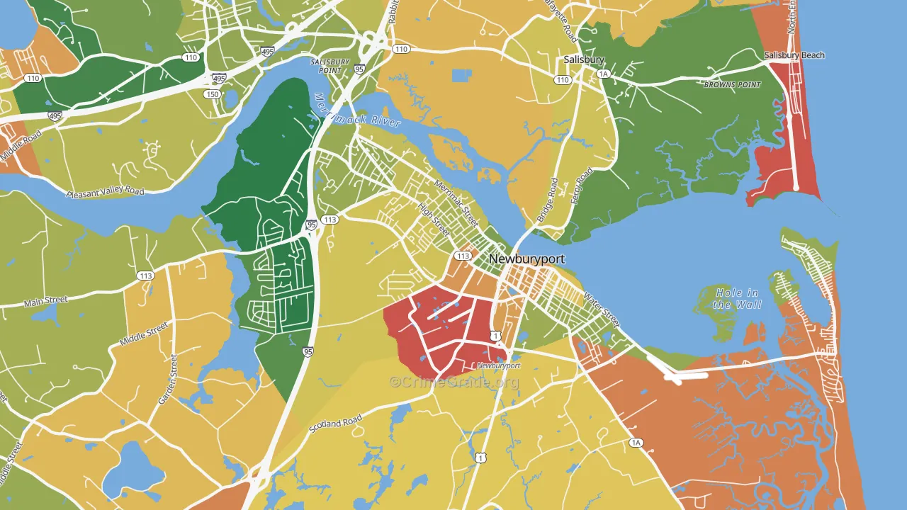 Newburyport, MA Map of Arson Rates