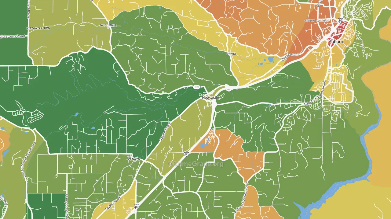 Newcastle, CA Map of Arson Rates