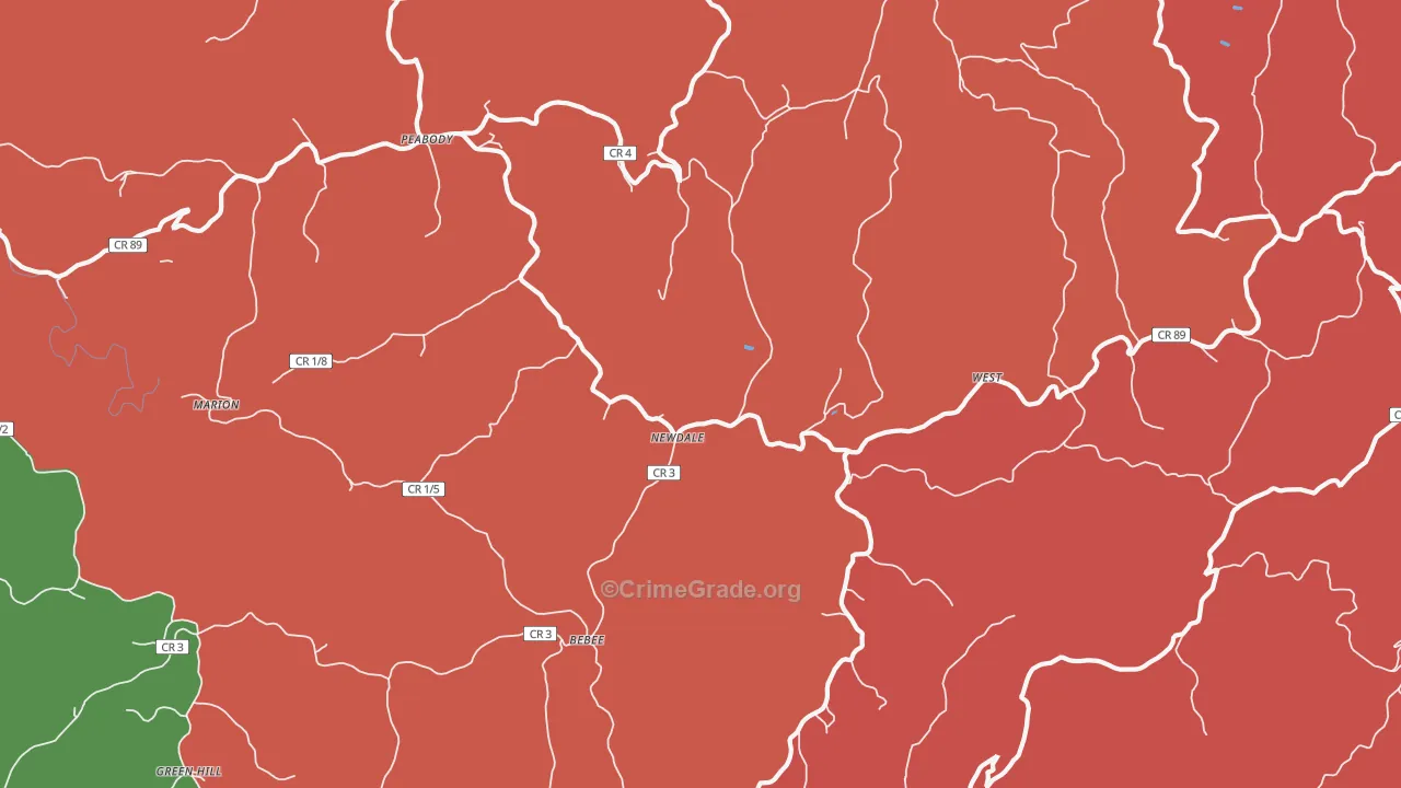 Newdale, WV Map of Arson Rates