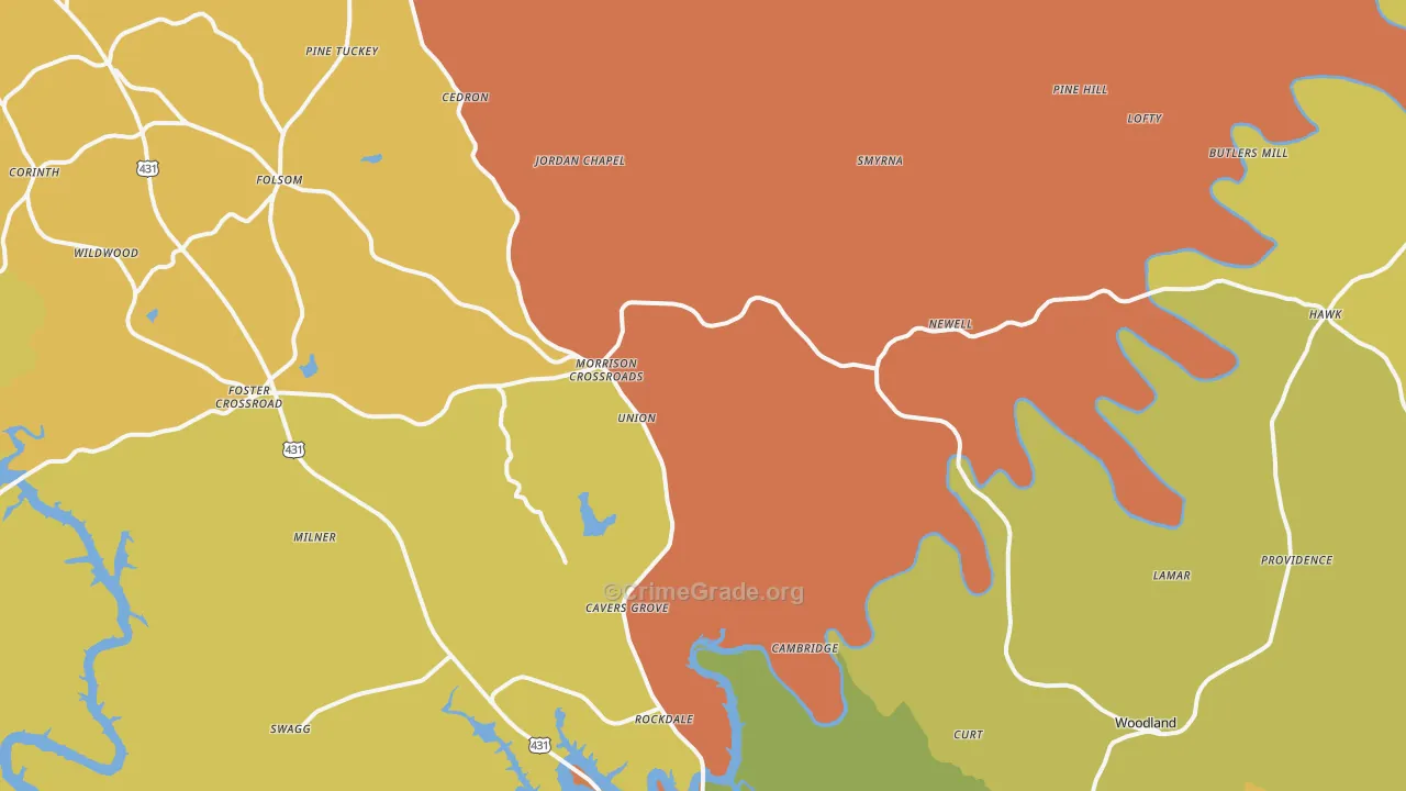 Newell, AL Map of Arson Rates