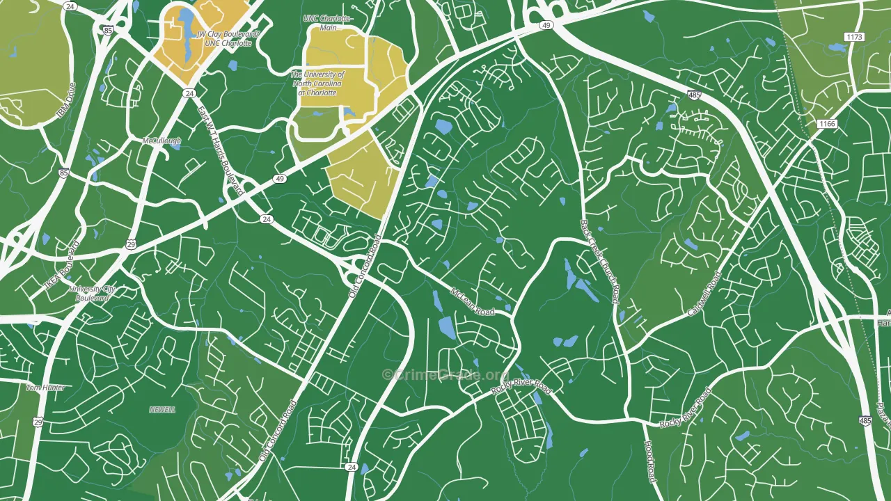 Newell, Charlotte, NC Map of Arson Rates