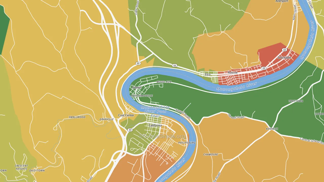 Newell, PA Map of Arson Rates