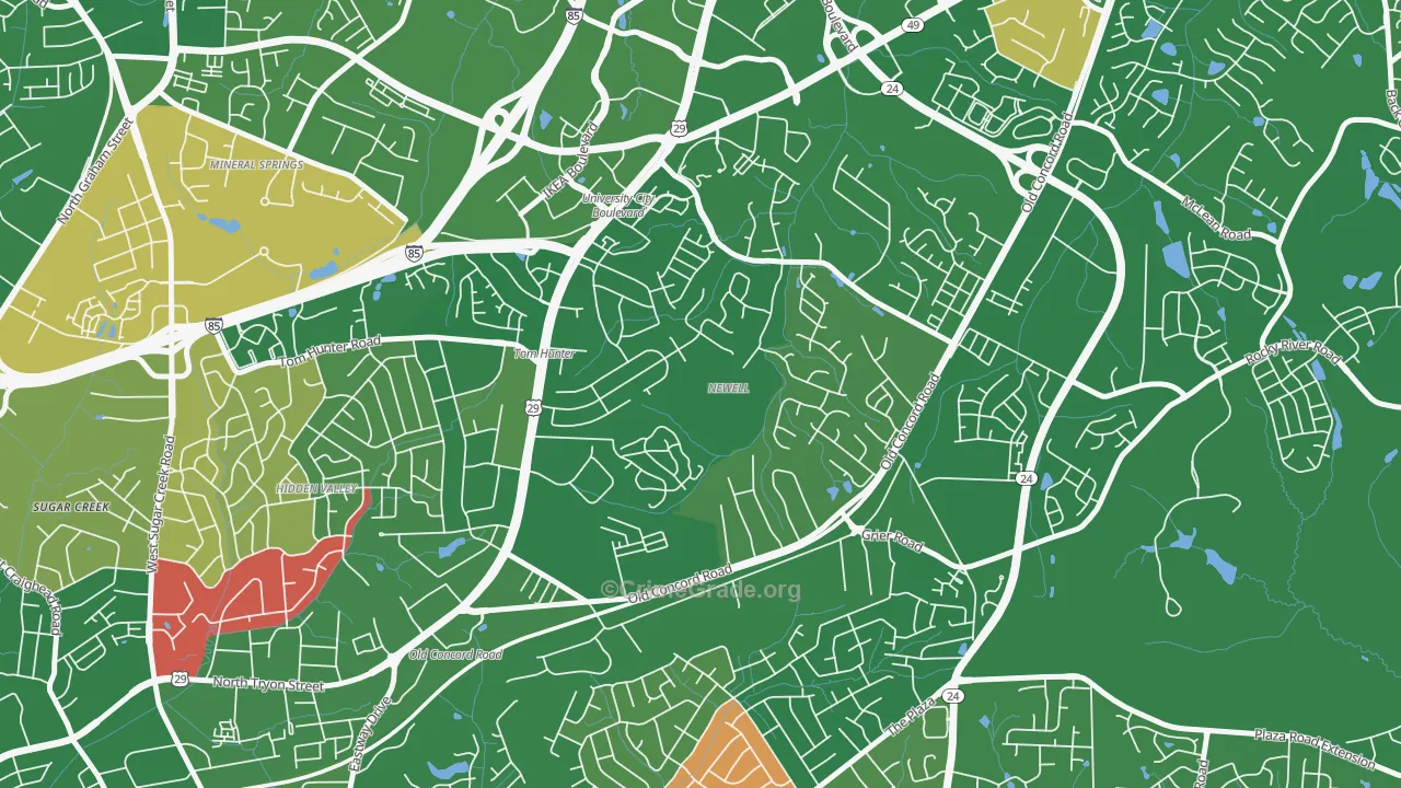 Newell South, Charlotte, NC Map of Arson Rates