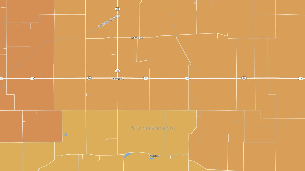 Newland, IN Map of Arson Rates