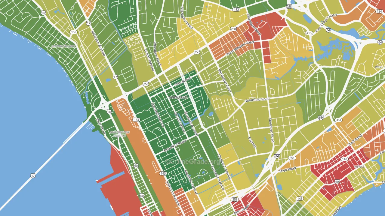 Newmarket South, Newport News, VA Map of Arson Rates