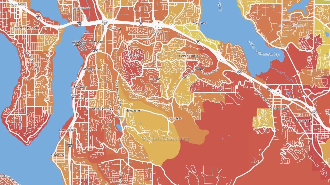 Newport, Bellevue, WA Map of Arson Rates