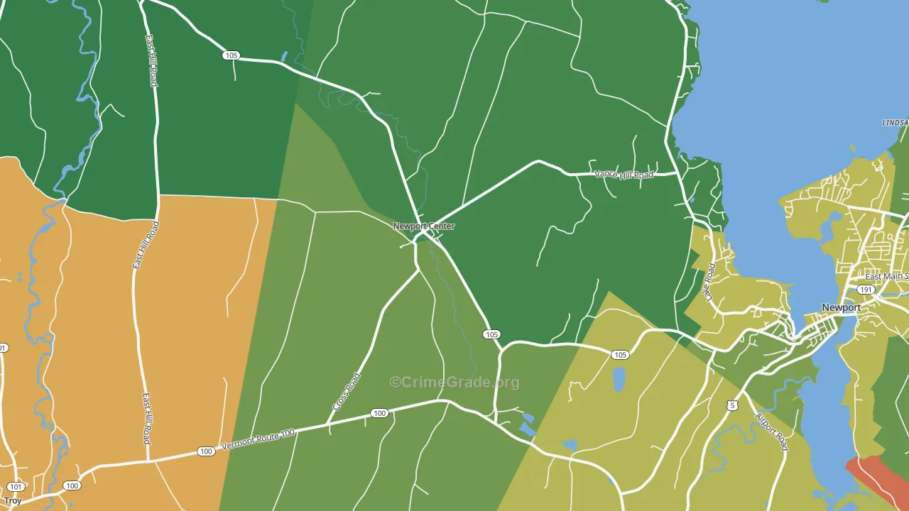 Newport Center, VT Map of Arson Rates
