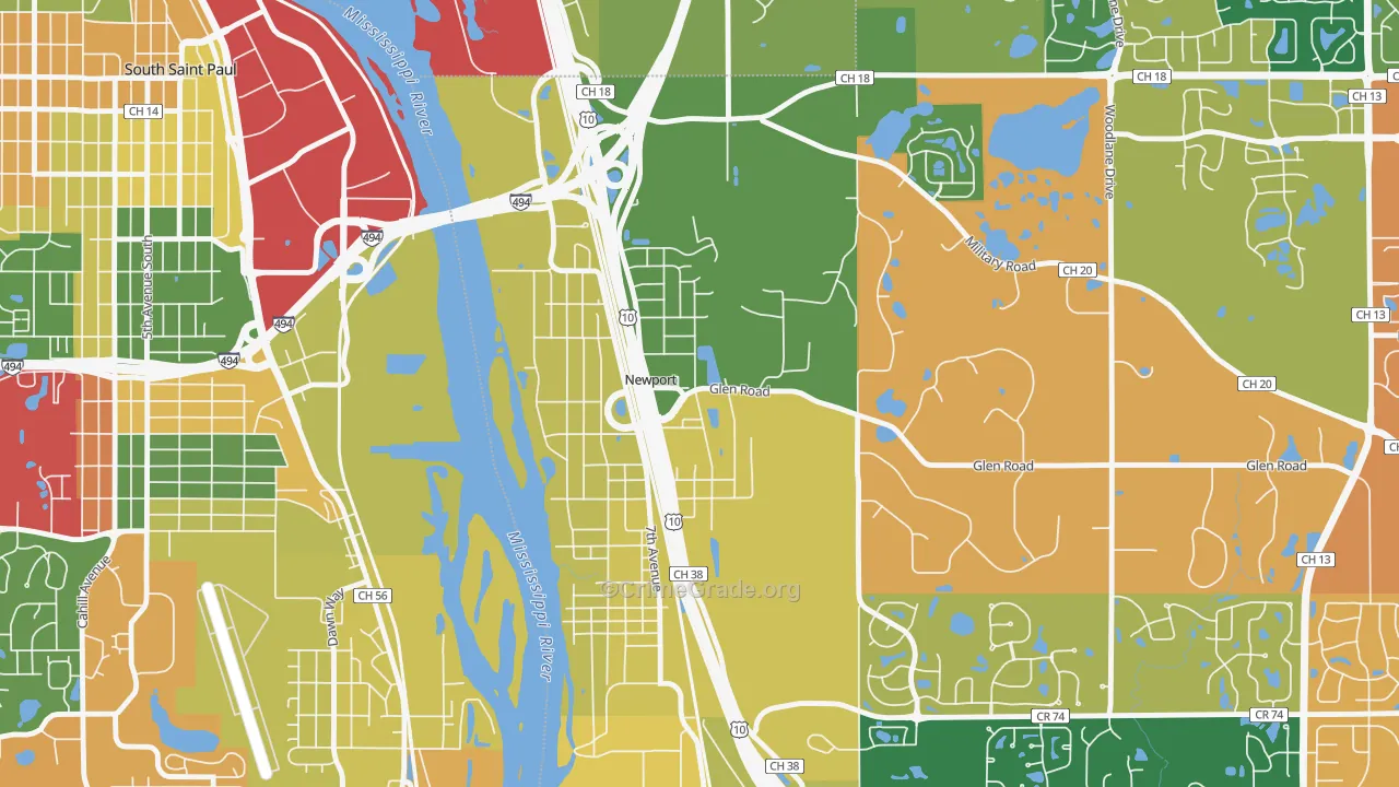 Newport, MN Map of Arson Rates