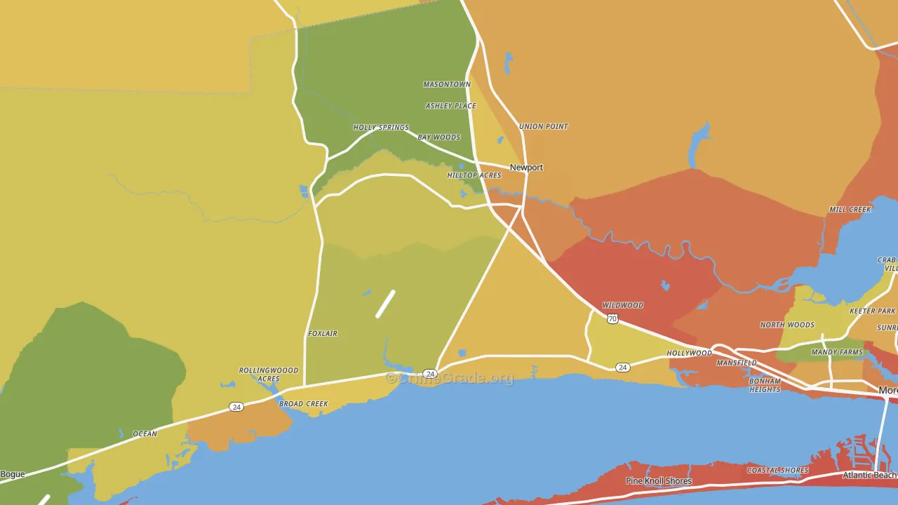 Newport, NC Map of Arson Rates