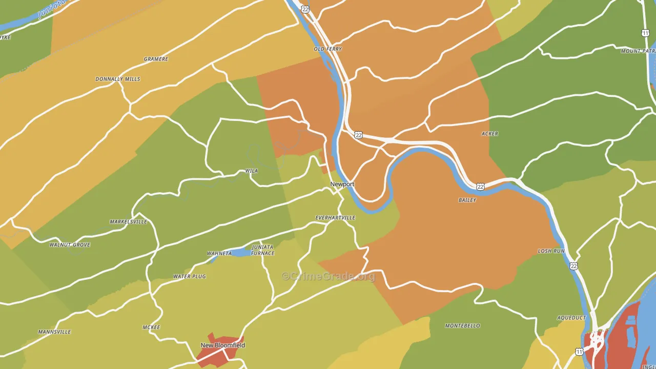 Newport, PA Map of Arson Rates