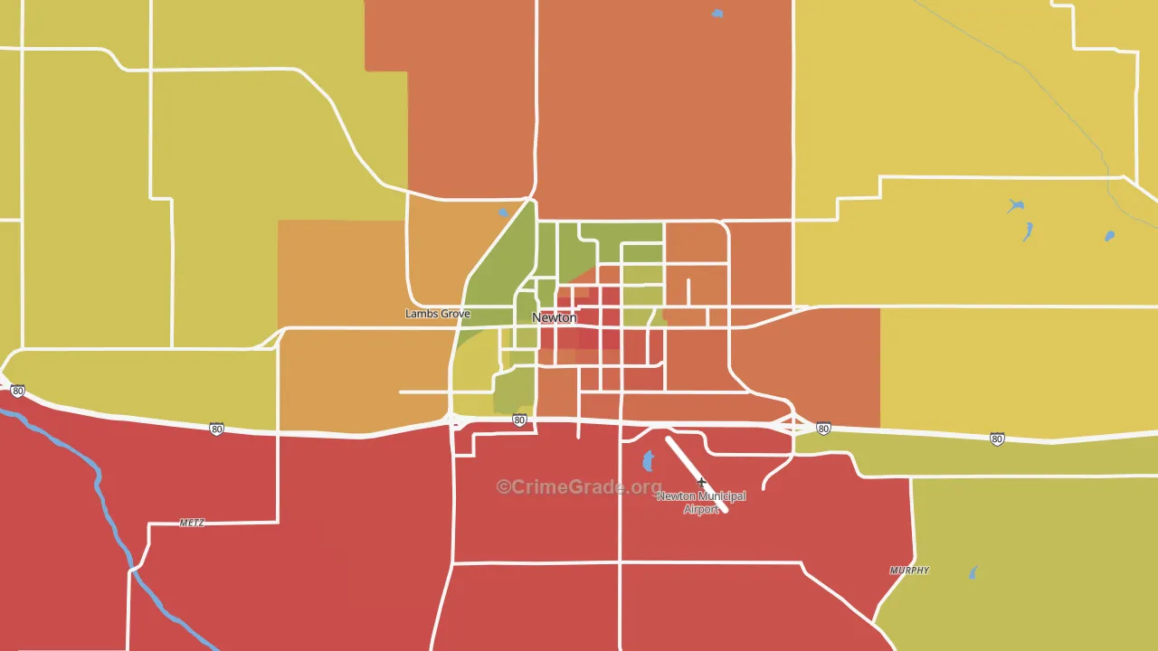 Newton, IA Map of Arson Rates