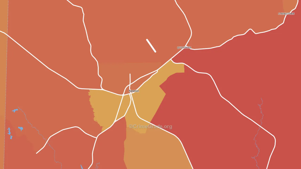 Newton, TX Map of Arson Rates