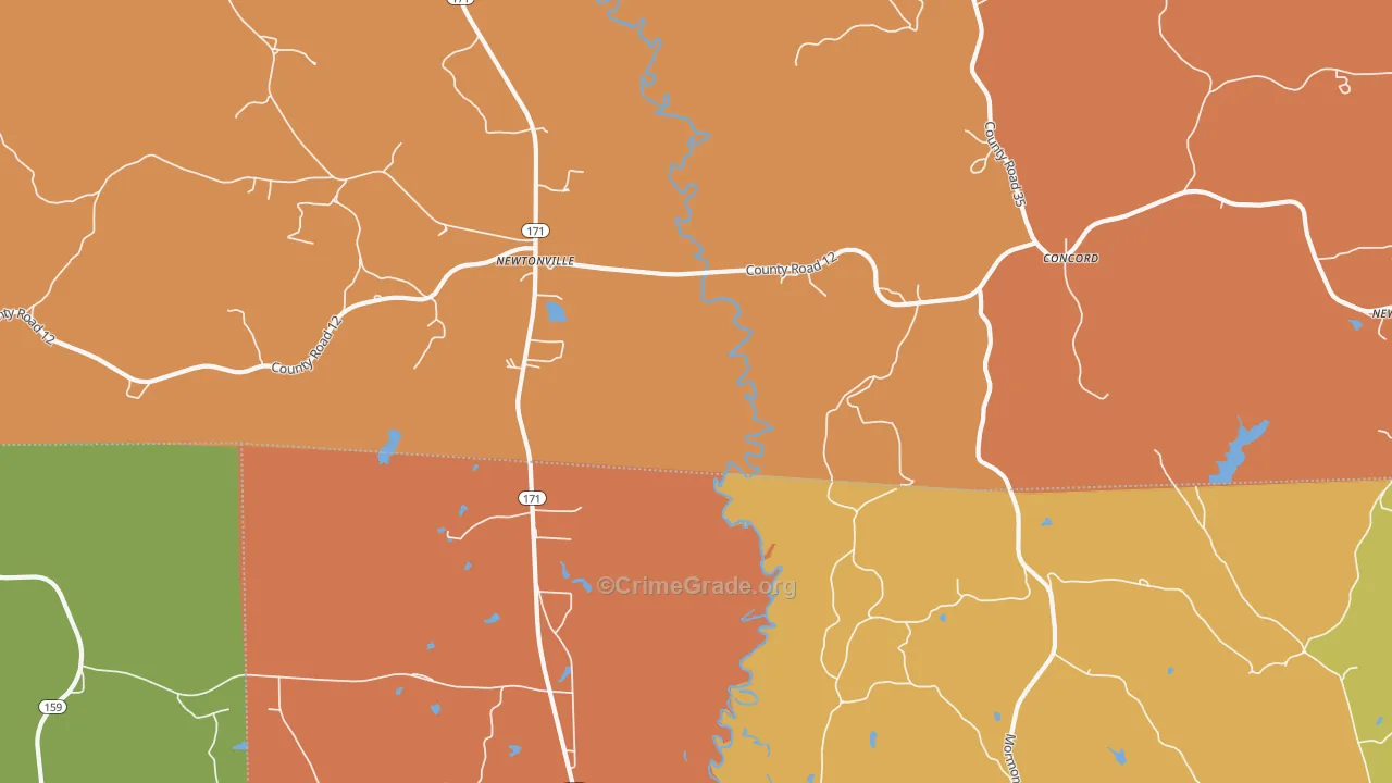Newtonville, AL Map of Arson Rates