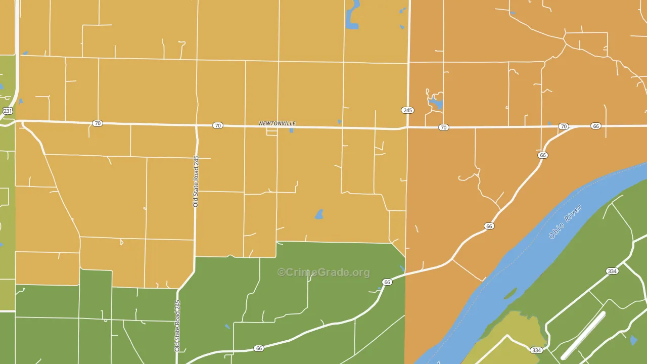 Newtonville, IN Map of Arson Rates