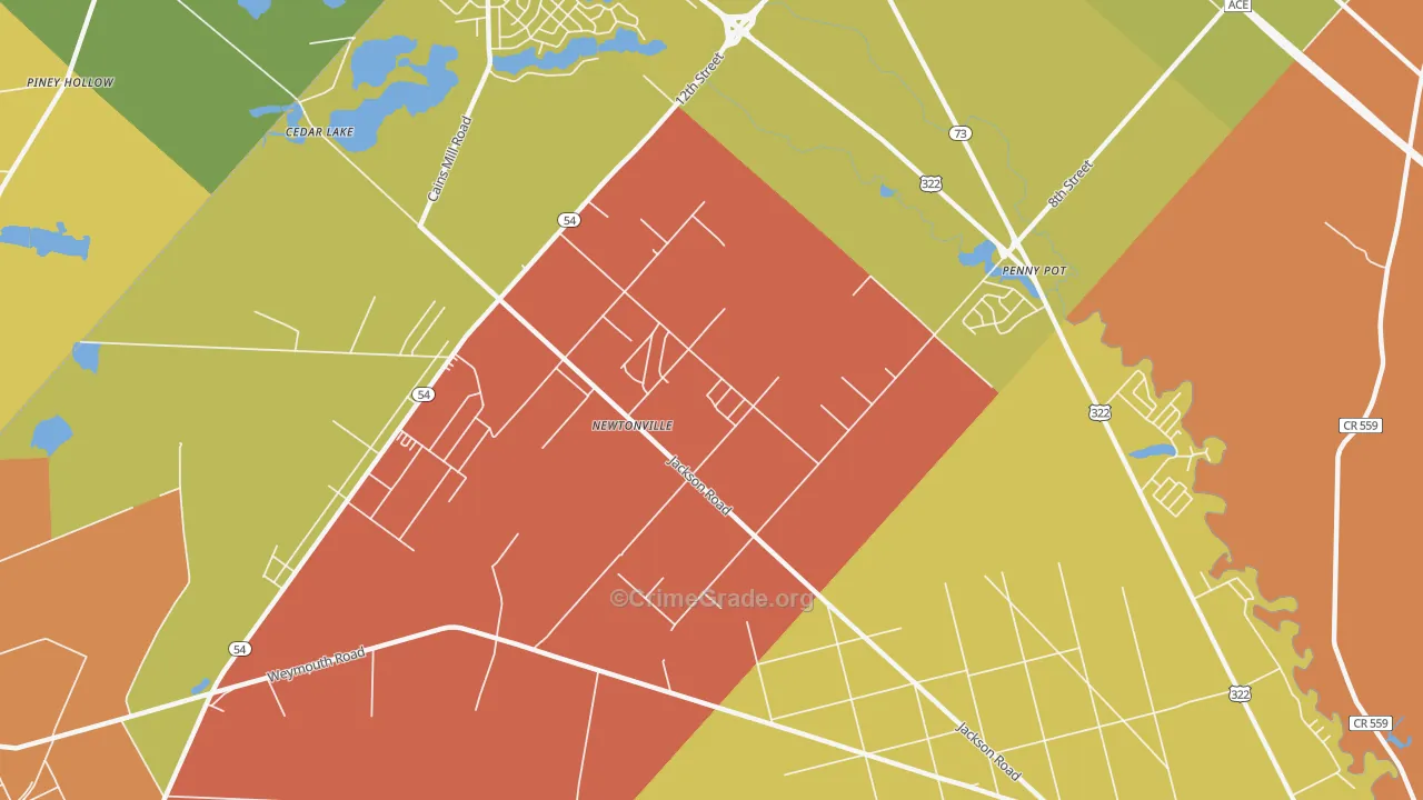 Newtonville, NJ Map of Arson Rates