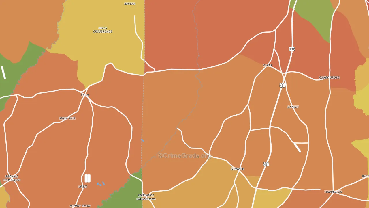 Newville, AL Map of Arson Rates