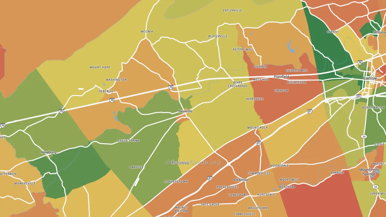 Newville, PA Map of Arson Rates