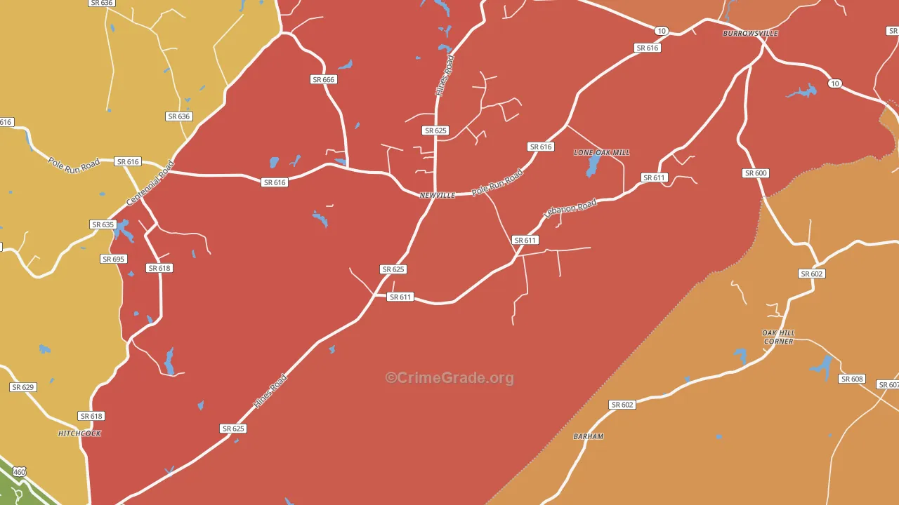Newville, VA Map of Arson Rates