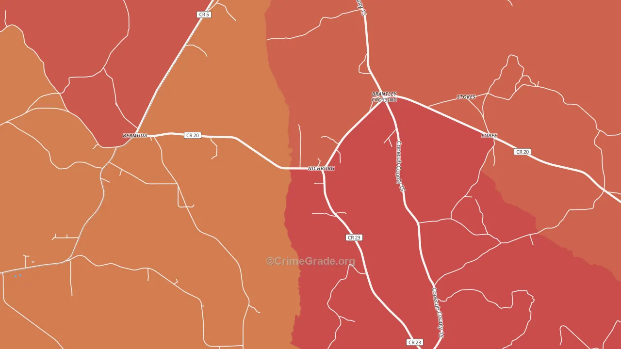 Nichburg, AL Map of Arson Rates