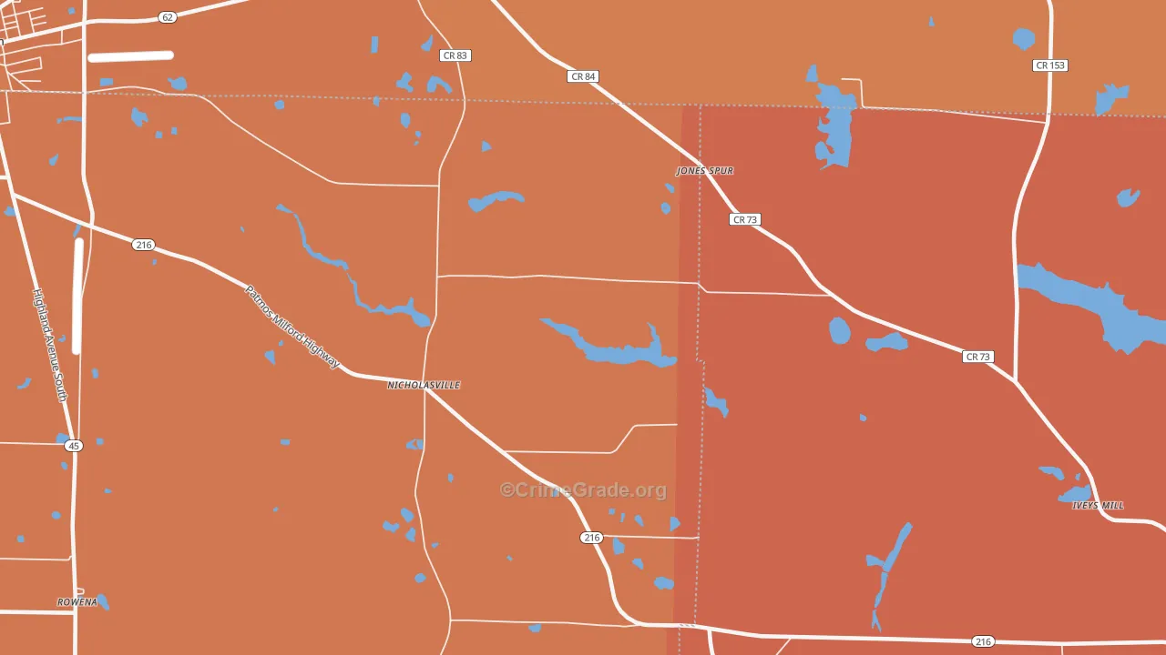Nicholasville, GA Map of Arson Rates