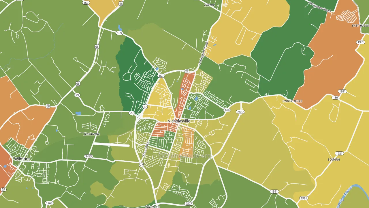 Nicholasville, KY Map of Arson Rates