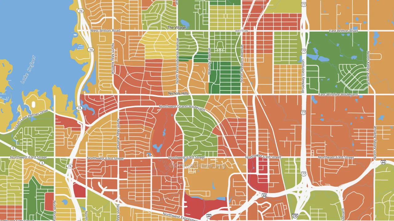 Nichols Hills, OK Map of Arson Rates