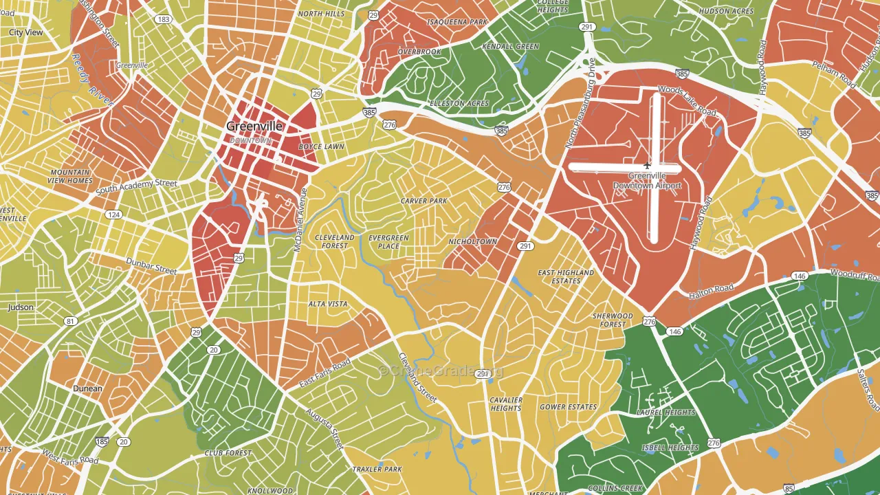 Nicholtown, Greenville, SC Map of Arson Rates