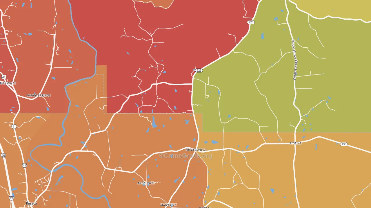 Nickelsville, GA Map of Arson Rates