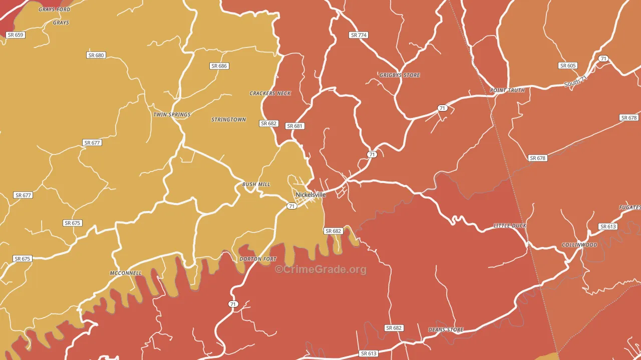 Nickelsville, VA Map of Arson Rates