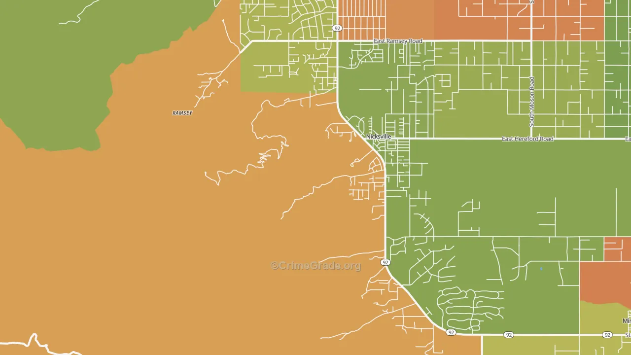 Nicksville, AZ Map of Arson Rates