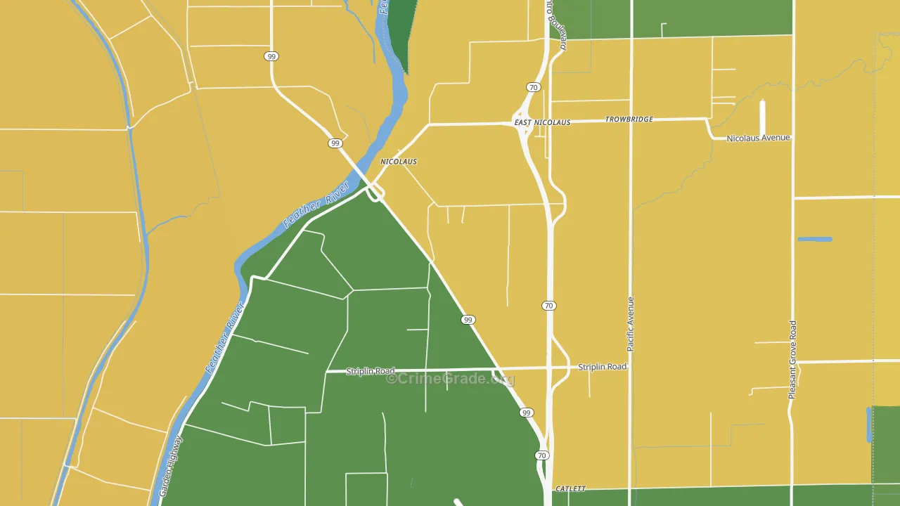 Nicolaus, CA Map of Arson Rates