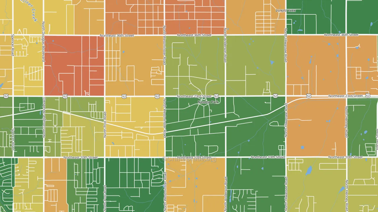 Nicoma Park, OK Map of Arson Rates