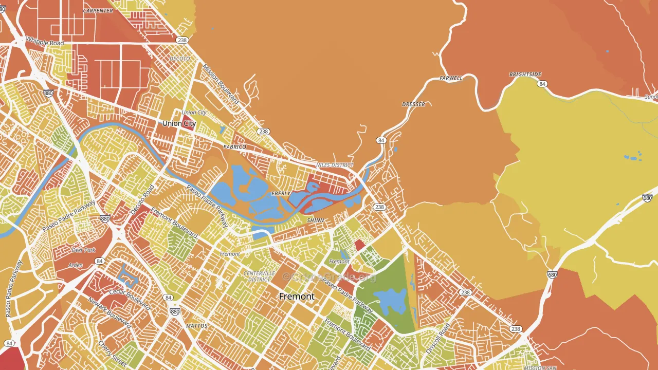 Niles Junction, Fremont, CA Map of Arson Rates