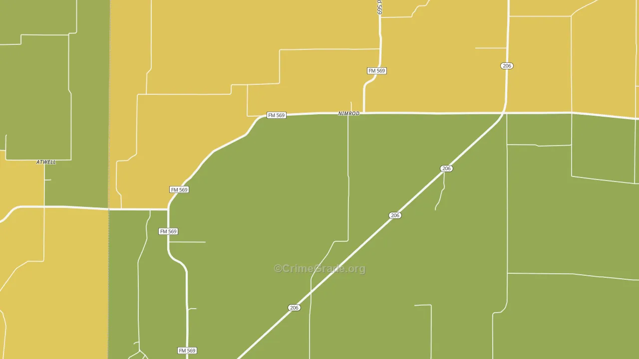 Nimrod, TX Map of Arson Rates