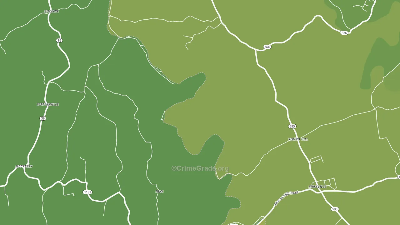 Nina, KY Map of Arson Rates