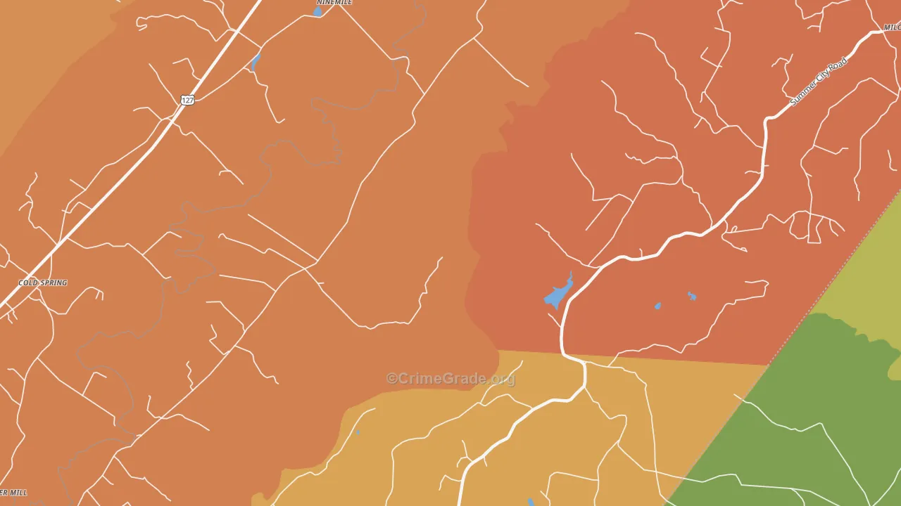 Nine Mile, TN Map of Arson Rates