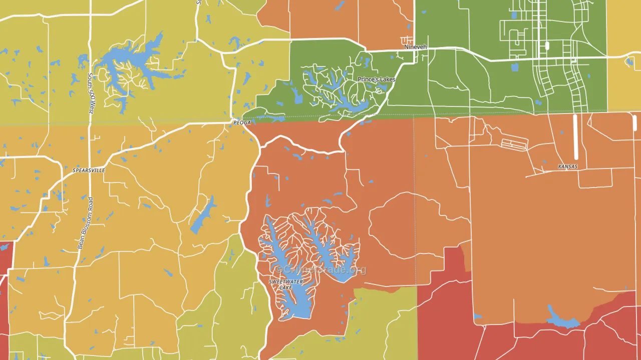 Nineveh, IN Map of Arson Rates